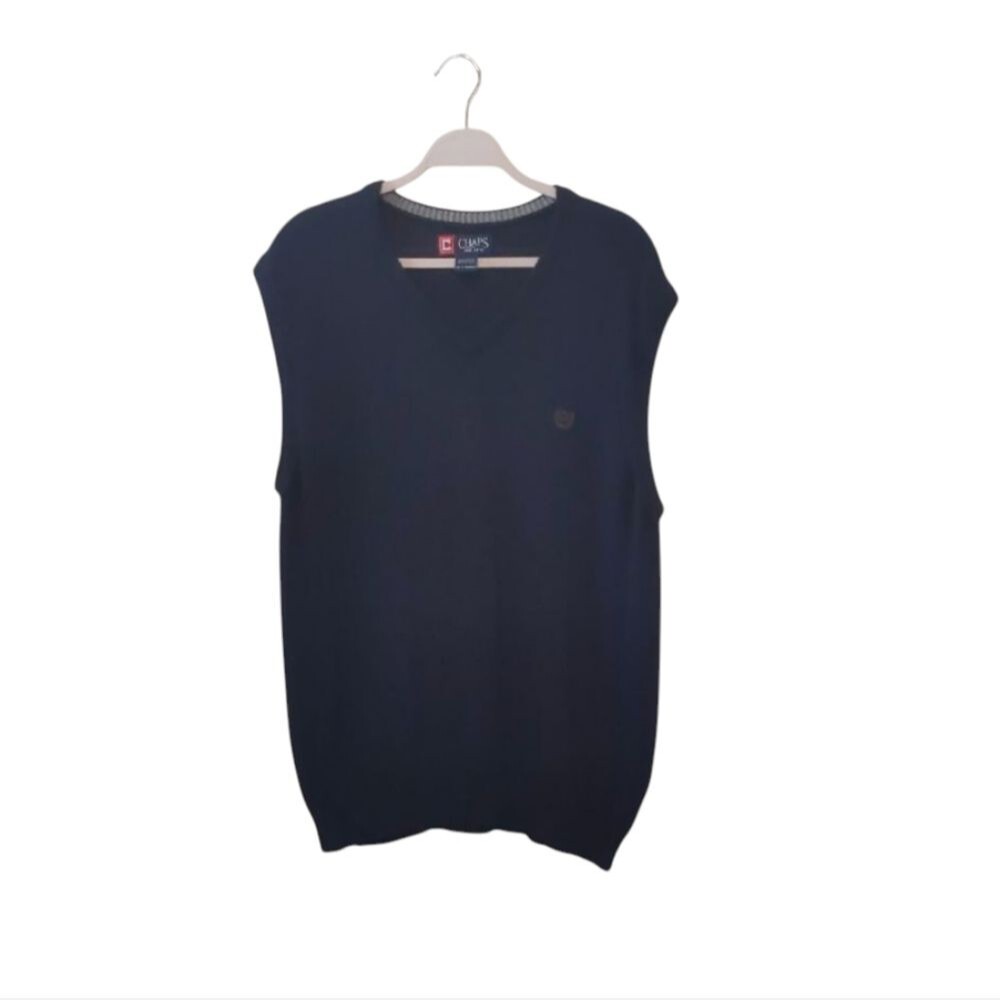 CHAPS Sweater Vest Grandpa Sleeveless Men's Blue Academia Preppy XL